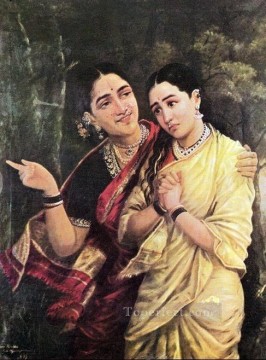  Raja Painting - Raja Ravi Varma Simhika and Sairandhri